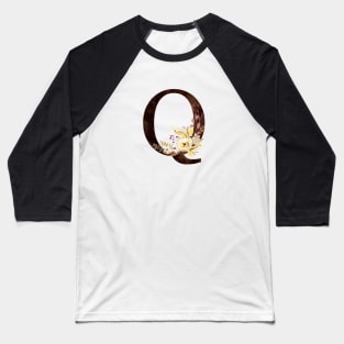 Floral Monogram Q Lovely Autumn Foliage Baseball T-Shirt